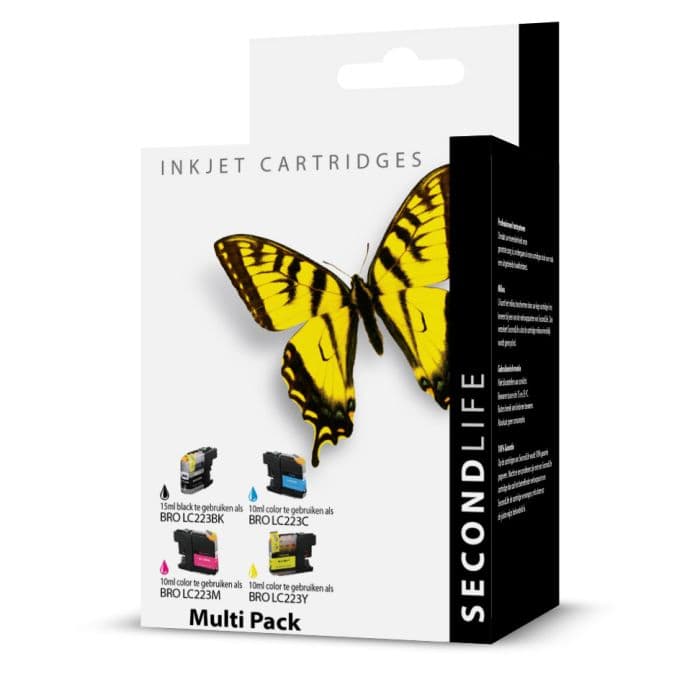SecondLife - Brother LC221/LC223 Multipack Deze multipack bevat: LC223BK, LC223C, LC223M, LC223Y <strong>Meer printen voor minder geld</strong> Met onze SecondLife cartridges bespaar je direct op jouw printkosten. Onze eigen patronen bevatten meer inkt ten opzichte van het origineel. Door de grotere inhoud, bespaar je enorm op je printkosten. <a href="https://reboot-it.be/diensten/inkt">Ontdek alle voordelen van SecondLife inkt. </a> - afbeelding 1