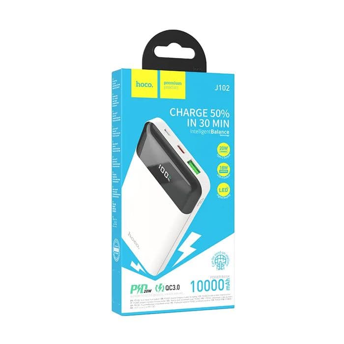 Hoco - Powerbank USB-C QC3.0 <p class="" data-start="0" data-end="152">10000mAh powerbank met USB-A en Type-C poorten, ondersteunt PD3.0, QC3.0 en snelladen. Compact en krachtig voor onderweg.</p> <p class="" data-start="154" data-end="333"></p> - afbeelding 1