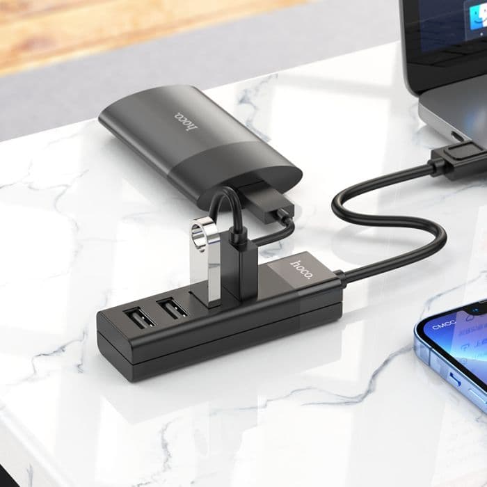 Hoco - 4-poorts USB 3.0 Hub <p class="" data-start="268" data-end="427">Verhoog je connectiviteit met deze 4-poorts HUB. Biedt USB 2.0 en 3.0 poorten voor snelle gegevensoverdracht en brede compatibiliteit.</p> - afbeelding 4