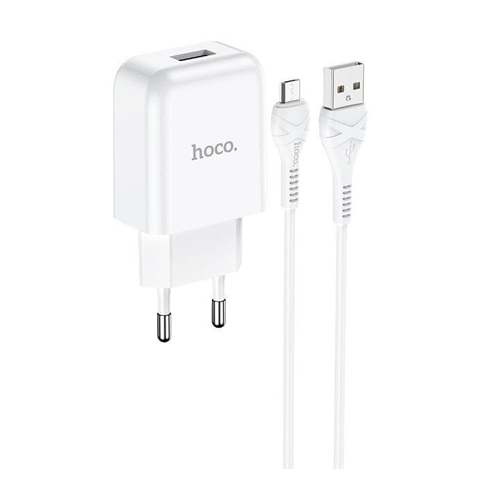 Hoco - Lader & Kabel Set <ul> <li class="" data-start="630" data-end="771"> <p class="" data-start="633" data-end="771">Wandlader met 1 meter lange kabel, 5V/2A output, beschikbaar in verschillende uitvoeringen.</p> </li> </ul> - afbeelding 2