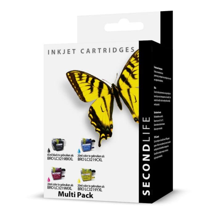 SecondLife- Brother LC 3217 / 3219 XL Multipack Deze multipack bevat: LC3219BKXL, LC3219CXL, LC3219MXL, LC3219YXL <strong>Meer printen voor minder geld</strong> Met onze SecondLife cartridges bespaar je direct op jouw printkosten. Onze eigen patronen bevatten meer inkt ten opzichte van het origineel. Door de grotere inhoud, bespaar je enorm op je printkosten. <a href="https://reboot-it.be/diensten/inkt">Ontdek alle voordelen van SecondLife inkt. </a> - afbeelding 1