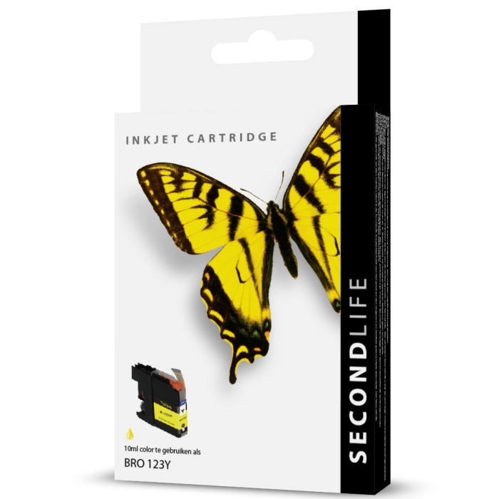 SecondLife - Brother LC 121 / 123 Geel <strong>Meer printen voor minder geld</strong> Met onze SecondLife cartridges bespaar je direct op jouw printkosten. Onze eigen patronen bevatten meer inkt ten opzichte van het origineel. Door de grotere inhoud, bespaar je enorm op je printkosten. <a href="https://reboot-it.be/diensten/inkt">Ontdek alle voordelen van SecondLife inkt. </a>