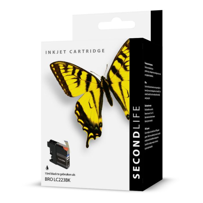 SecondLife - Brother LC 221 / LC 223 Zwart <strong>Meer printen voor minder geld</strong> Met onze SecondLife cartridges bespaar je direct op jouw printkosten. Onze eigen patronen bevatten meer inkt ten opzichte van het origineel. Door de grotere inhoud, bespaar je enorm op je printkosten. <a href="https://reboot-it.be/diensten/inkt">Ontdek alle voordelen van SecondLife inkt. </a>