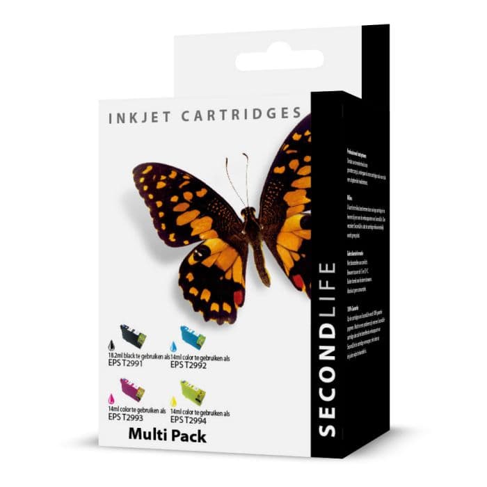 SecondLife - Multipack Epson 29 XL (T 2996) Deze multipack bevat: T2991, T2992, T2993, T2994 <strong>Meer printen voor minder geld</strong> Met onze SecondLife cartridges bespaar je direct op jouw printkosten. Onze eigen patronen bevatten meer inkt ten opzichte van het origineel. Door de grotere inhoud, bespaar je enorm op je printkosten. <a href="https://reboot-it.be/diensten/inkt">Ontdek alle voordelen van SecondLife inkt. </a> - afbeelding 1