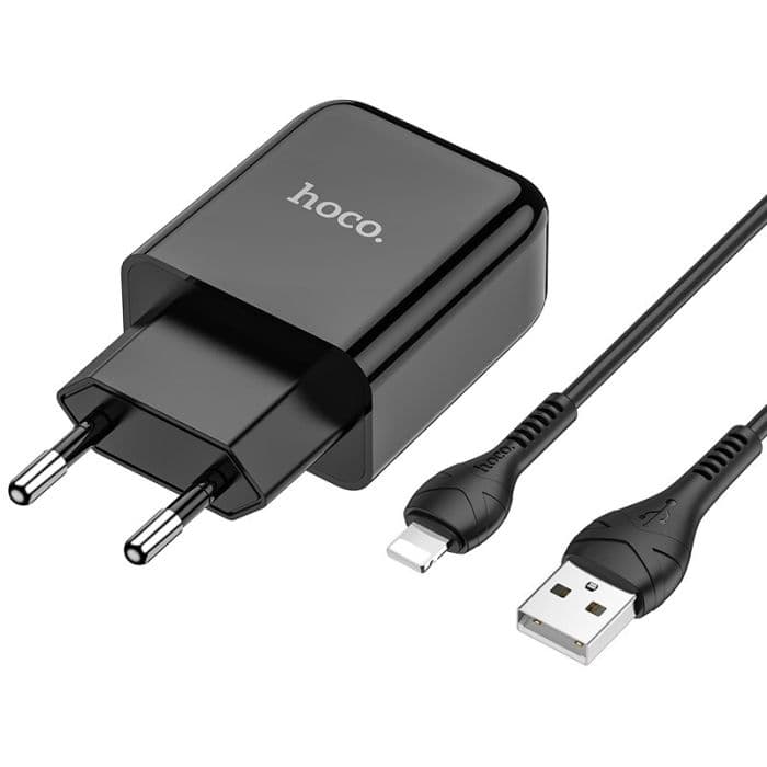 Hoco - Lader & Kabel Set <ul> <li class="" data-start="630" data-end="771"> <p class="" data-start="633" data-end="771">Wandlader met 1 meter lange kabel, 5V/2A output, beschikbaar in verschillende uitvoeringen.</p> </li> </ul> - afbeelding 4