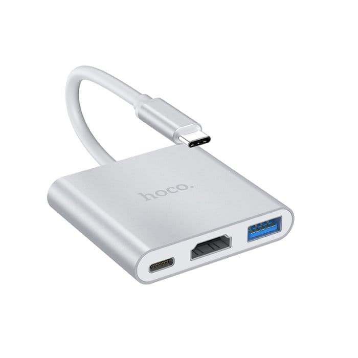 Hoco - 3-in-1 USB-C Hub <p class="" data-start="0" data-end="166">Breid de functionaliteit van je USB-C apparaten uit met deze robuuste en compacte hub, die USB 3.0, HDMI en Power Delivery (PD) ondersteunt.</p> - afbeelding 3