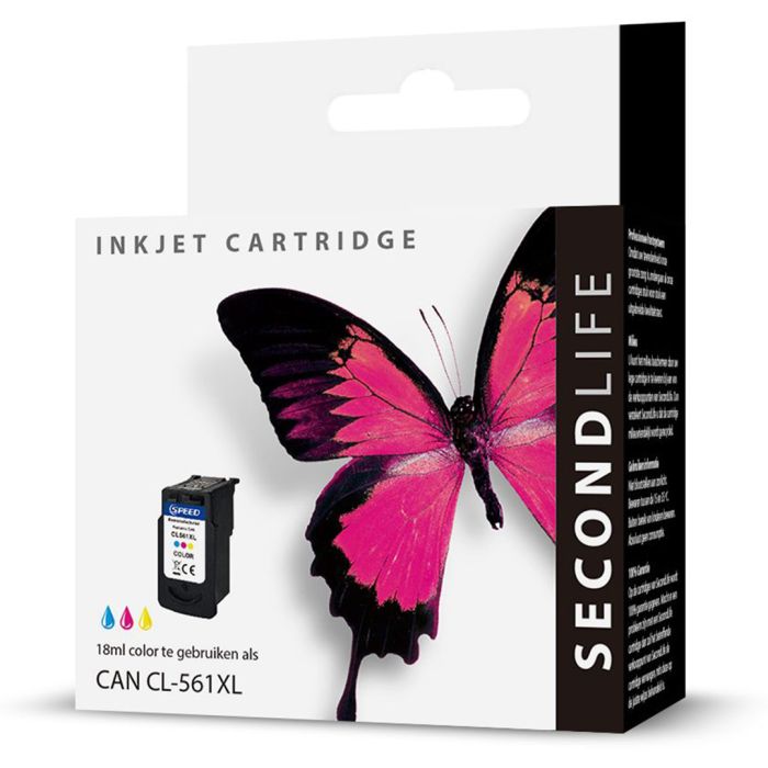 SecondLife - CANON 561 XL Kleur <strong>Meer printen voor minder geld</strong> Met onze SecondLife cartridges bespaar je direct op jouw printkosten. Onze eigen patronen bevatten meer inkt ten opzichte van het origineel. Door de grotere inhoud, bespaar je enorm op je printkosten. <a href="https://reboot-it.be/diensten/inkt">Ontdek alle voordelen van SecondLife inkt. </a> 
