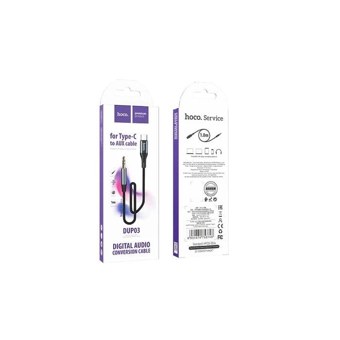 Hoco - USB-C naar Aux 1m <p class="" data-start="575" data-end="715">Universele audio kabel met 3,5 mm en Type-C aansluiting voor storingsvrije geluidskwaliteit en breed gebruiksgemak.</p> - afbeelding 1