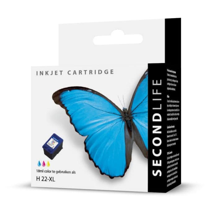 SecondLife - HP 22 XL Kleur <strong>Meer printen voor minder geld</strong> Met onze SecondLife cartridges bespaar je direct op jouw printkosten. Onze eigen patronen bevatten meer inkt ten opzichte van het origineel. Door de grotere inhoud, bespaar je enorm op je printkosten. <a href="https://reboot-it.be/diensten/inkt">Ontdek alle voordelen van SecondLife inkt. </a> - afbeelding 1