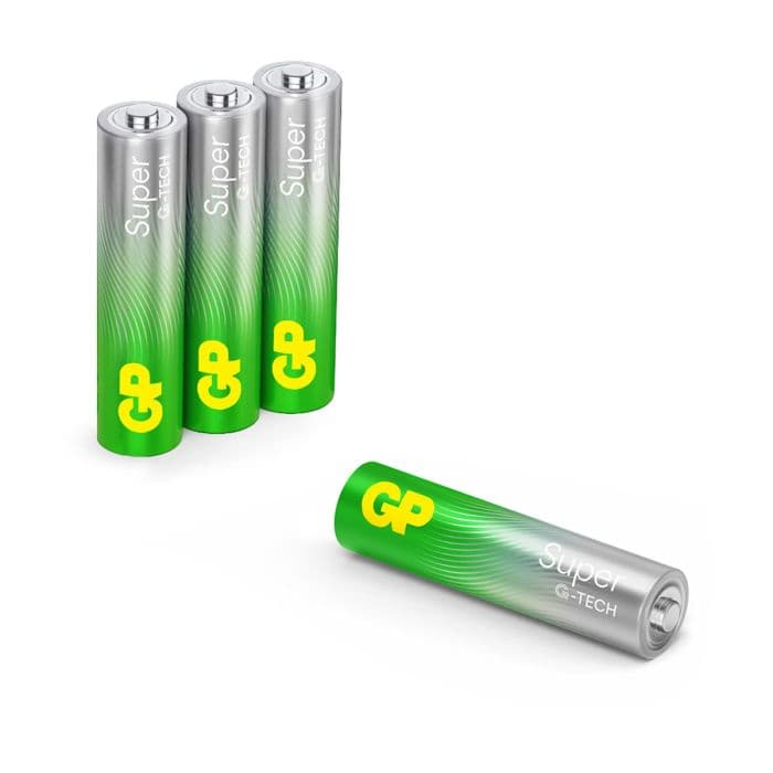GP - Super Alkaline AAA Batterijen (4-pack) <p class="" data-start="687" data-end="849">De GP Super Alkaline AAA Micro Batterijen in dit 4-pack bieden langdurige energie voor dagelijkse apparaten zoals speelgoed, afstandsbedieningen en klokken.</p> <h3 class="" data-start="851" data-end="895"></h3> - afbeelding 2