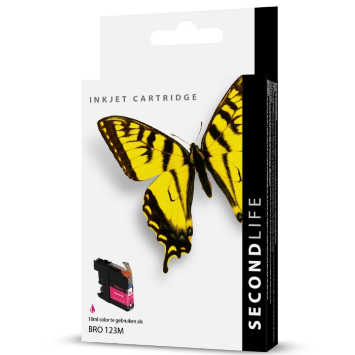SecondLife - Brother LC 121 / 123 Magenta <strong>Meer printen voor minder geld</strong> Met onze SecondLife cartridges bespaar je direct op jouw printkosten. Onze eigen patronen bevatten meer inkt ten opzichte van het origineel. Door de grotere inhoud, bespaar je enorm op je printkosten. <a href="https://reboot-it.be/diensten/inkt">Ontdek alle voordelen van SecondLife inkt. </a>