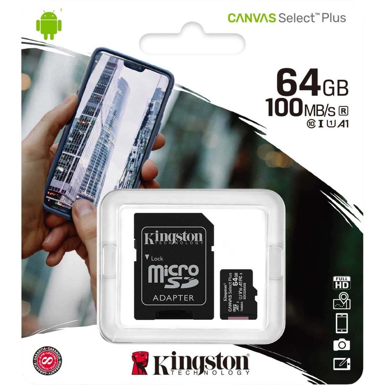 Kingston - MicroSD Kaart <p class="" data-start="924" data-end="1090">Kingston Canvas Select Plus microSD met adapter, A1-geclassificeerd, ideaal voor Android-apparaten, fotografie en Full HD-video-opslag.</p> - afbeelding 1