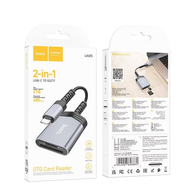 Hoco USB-C SD/TF Kaartlezer