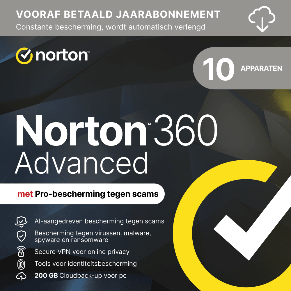 Norton 360 Advanced Antivirus 1j 10 apparaten
