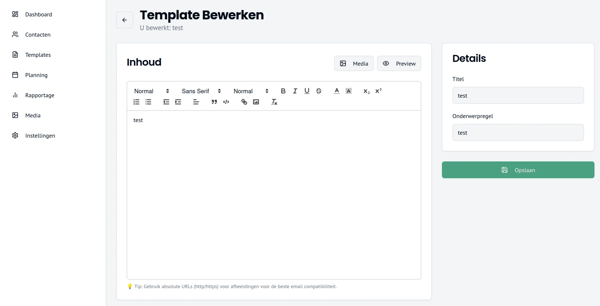 Nieuwsbrief dashboard