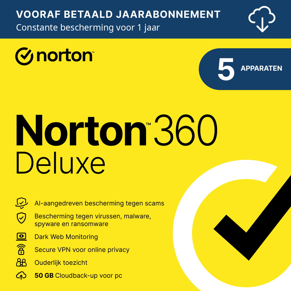 Norton 360 Deluxe Antivirus 1j 5 apparaten
